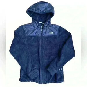 The North Face Sherpa Hooded Women’s Zip Jacket Navy Blue Fuzzy Outdoor Small